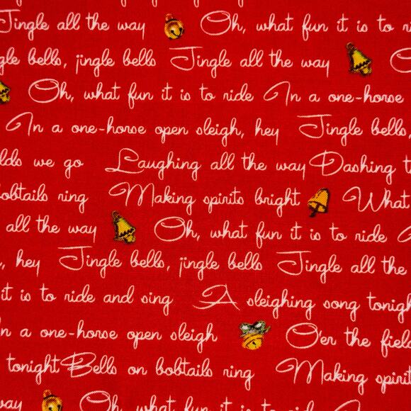 Red Christmas Jingle Bells Lyrics by Lindsay Wilkes - Riley Blake Designs - 1 Yd - Picture 1 of 7